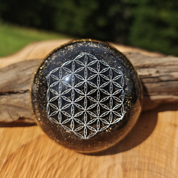 Hemisphäre SCHUTZ mit Schungit & Schwarzem Turmalin 7cm