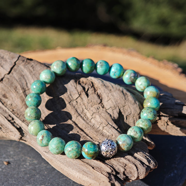Edelstein Armband AUSGEGLICHENHEIT Chrysokoll Kugel S925 8mm