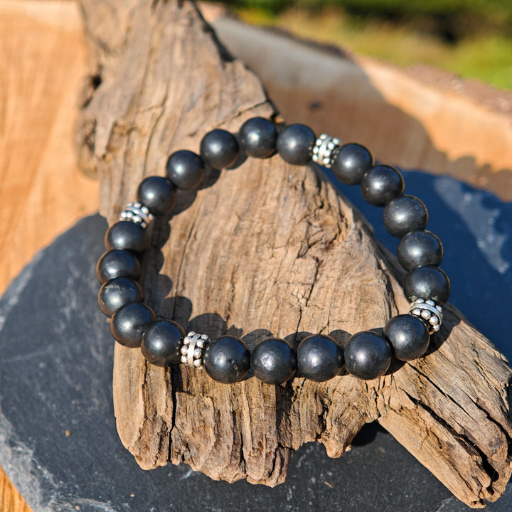 Edelstein Armband NEUTRALISIERUNG mit SCHUNGIT S925 8mm