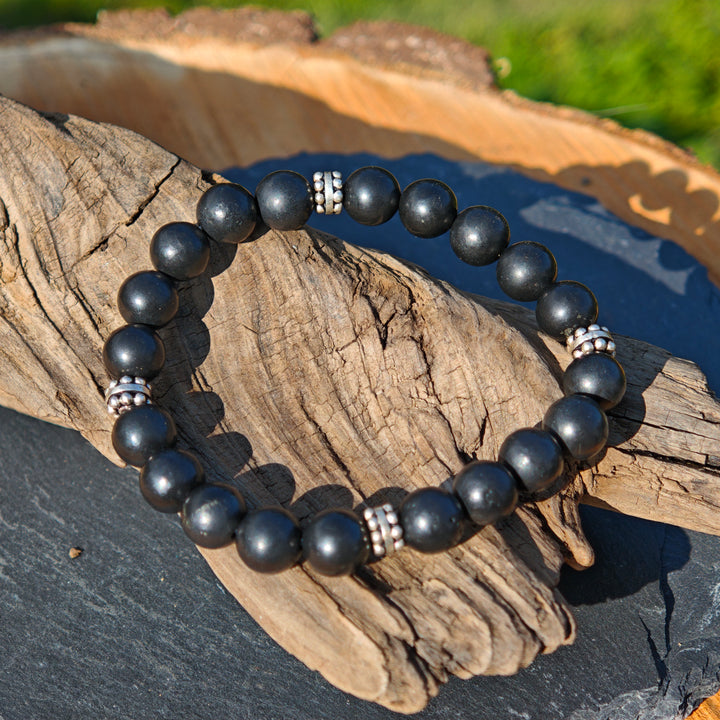 Edelstein Armband NEUTRALISIERUNG mit SCHUNGIT S925 8mm