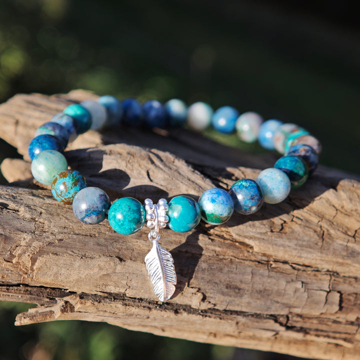 Edelstein Armband GEISTESSTÄRKE SHATTUCKIT Feder S925 6mm