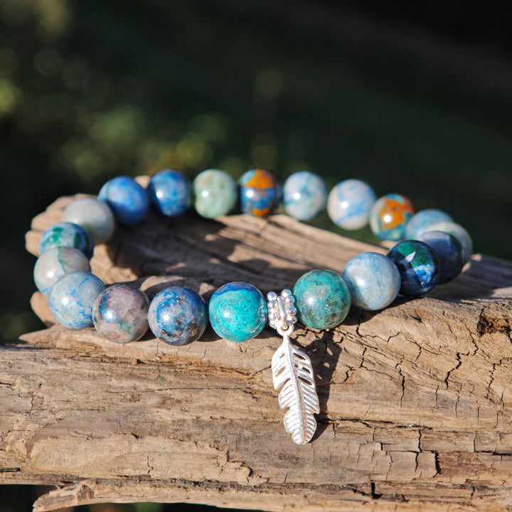 Edelstein Armband GEISTESSTÄRKE SHATTUCKIT Feder S925 8mm