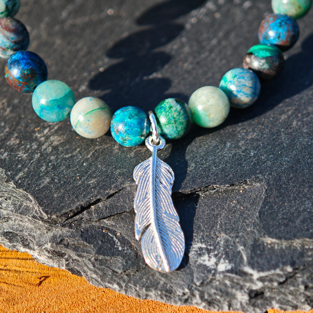 Edelsteinkette GEISTESSTÄRKE Shattuckit 6mm Feder S925