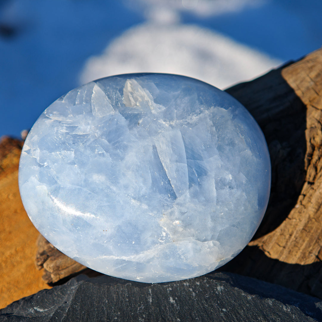 Calcit blau (Entwicklung-Standhaftigkeit) Handschmeichler 4 zur Auswahl