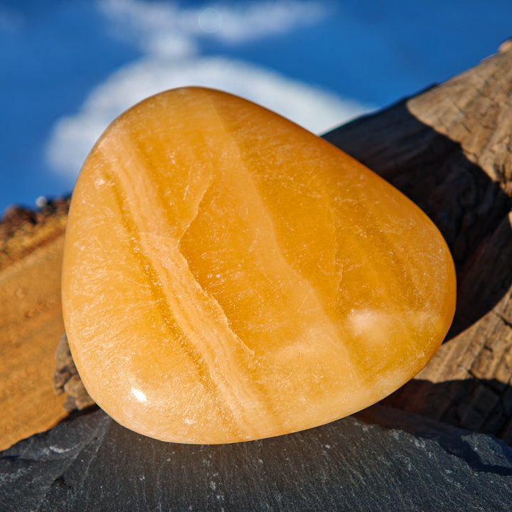 Calcit orange (Entwicklung-Optimismus) Handschmeichler 6 zur Auswahl