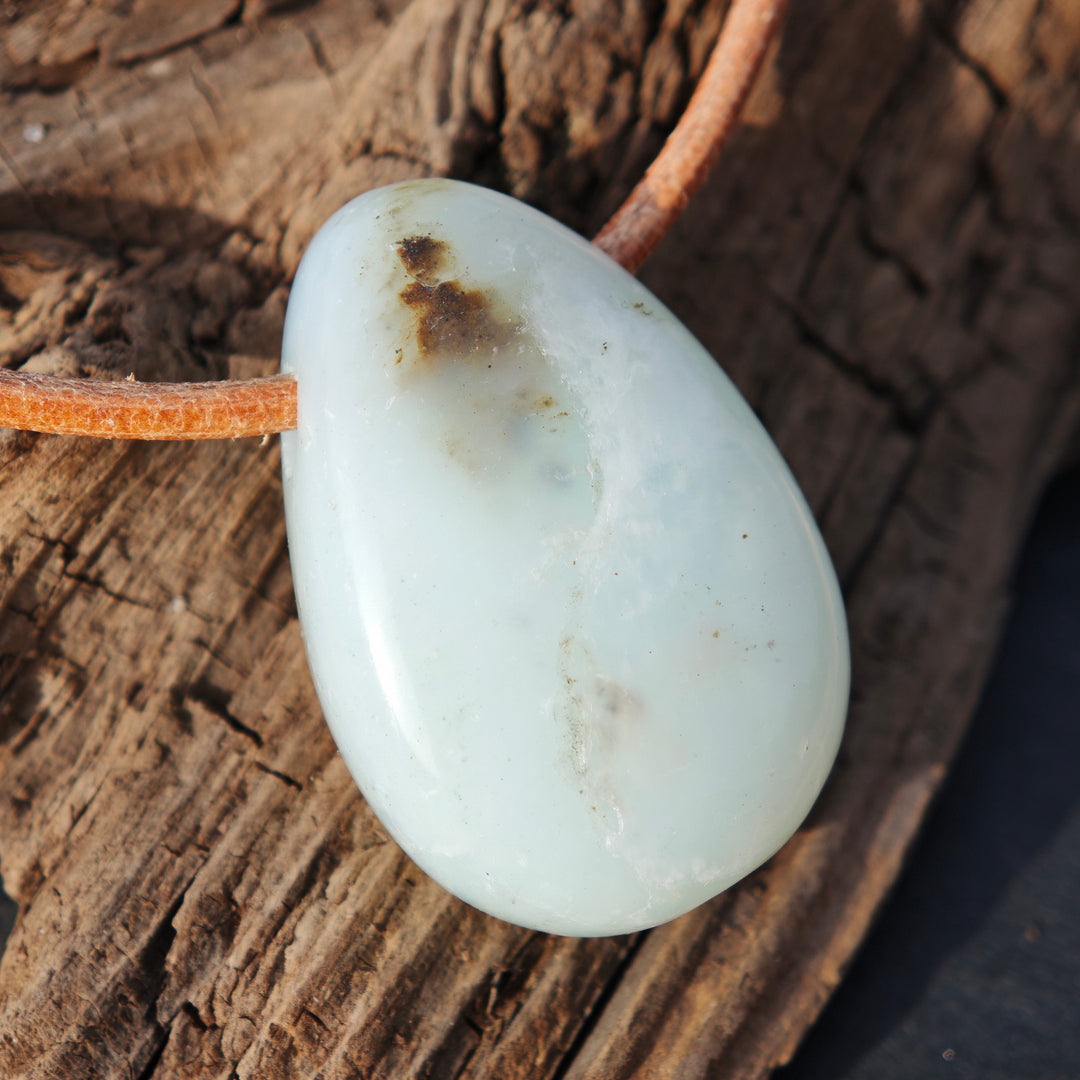 Andenopal blau (Geistiges Erwachen) Anhänger Trommelstein gebohrt 5 Stück zur Auswahl