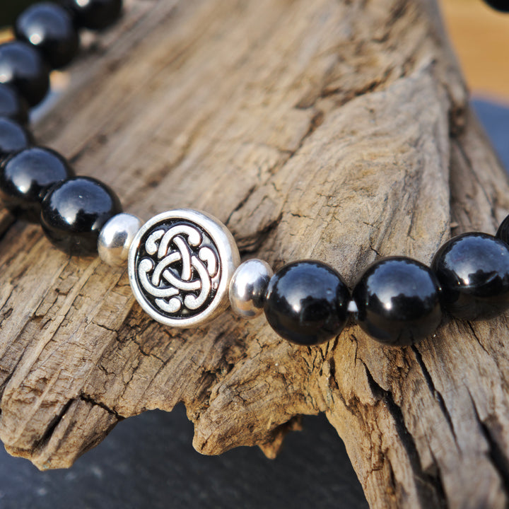 Edelstein Armband ENERGETISCHER SCHUTZ Schwarzer Turmalin Warrierit! Australien S925 keltisch 8mm