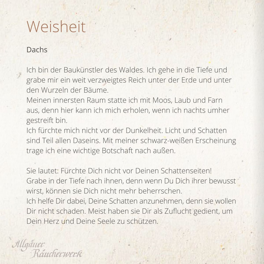 Allgäuer Räucherwerk - Dachs - Weisheit