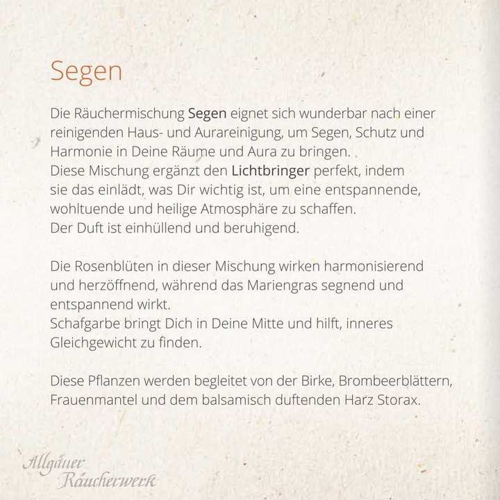 Allgäuer Räucherwerk - Seelenzauber - Segen - Nachfüllpackung