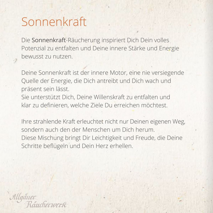 Allgäuer Räucherwerk - Seelenzauber - Sonnenkraft - Nachfüllpackung