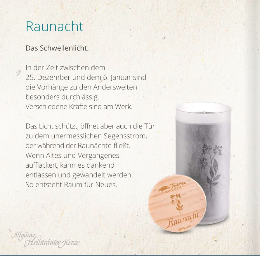 Naturkraft Berglicht - RAUNACHT - Allgäuer Heilkräuter Kerze