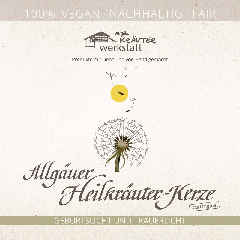 TRAUERLICHT MIT KARTE - WIESE - Die Erinnerung bleibt - Allgäuer Heilkräuter Kerze