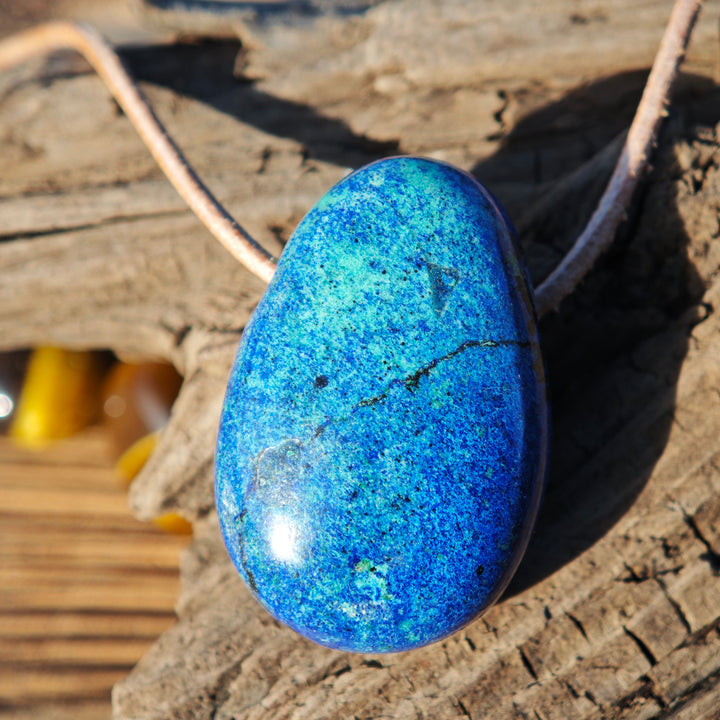 Azurit-Malachit Anhänger Trommelstein gebohrt (Geistiges Erkennen) Unikate zur individuellen Auswahl