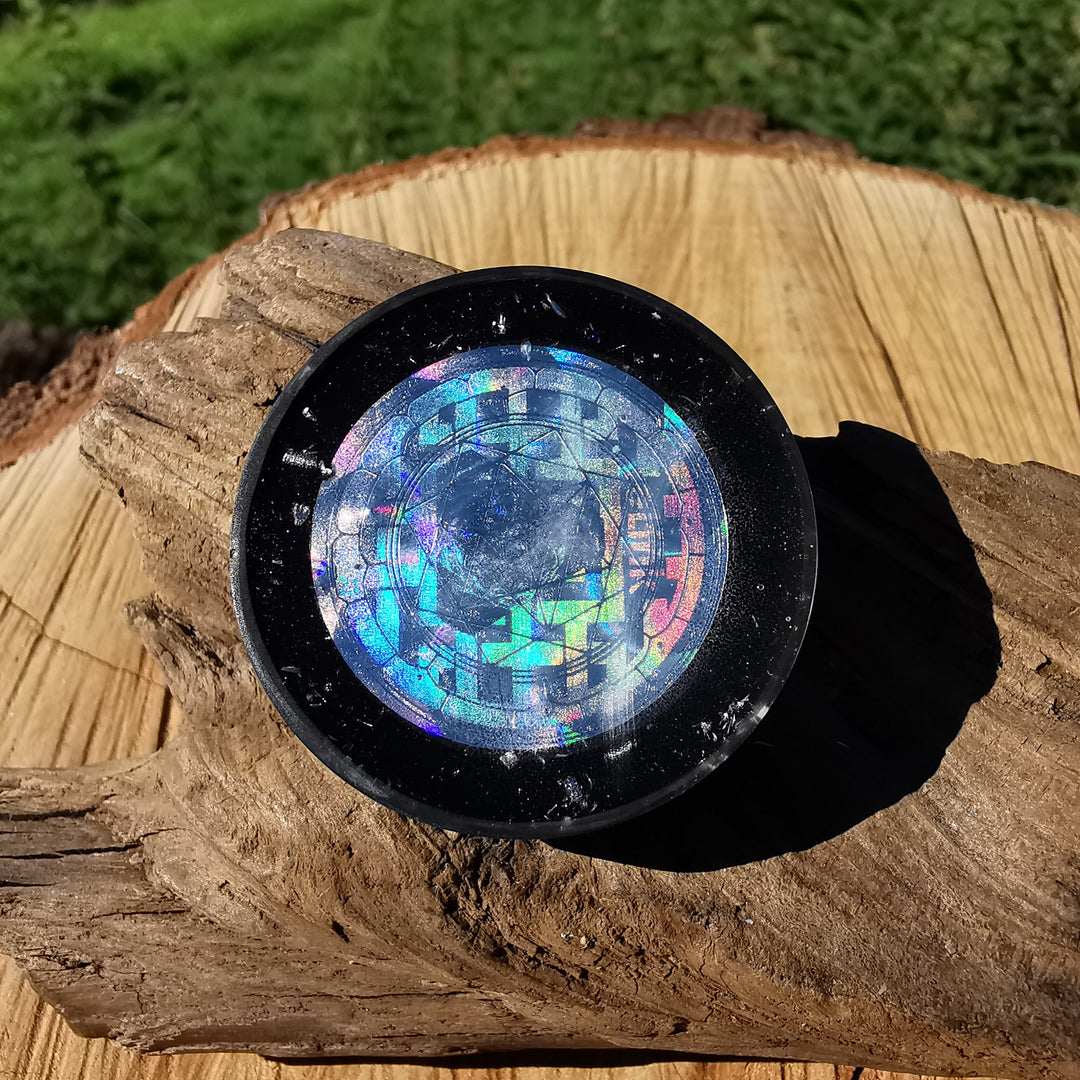 Orgone Mini Schild SPECIAL EMF PROTECTION mit E-Link Pietersit gold (noch solange Vorrat)