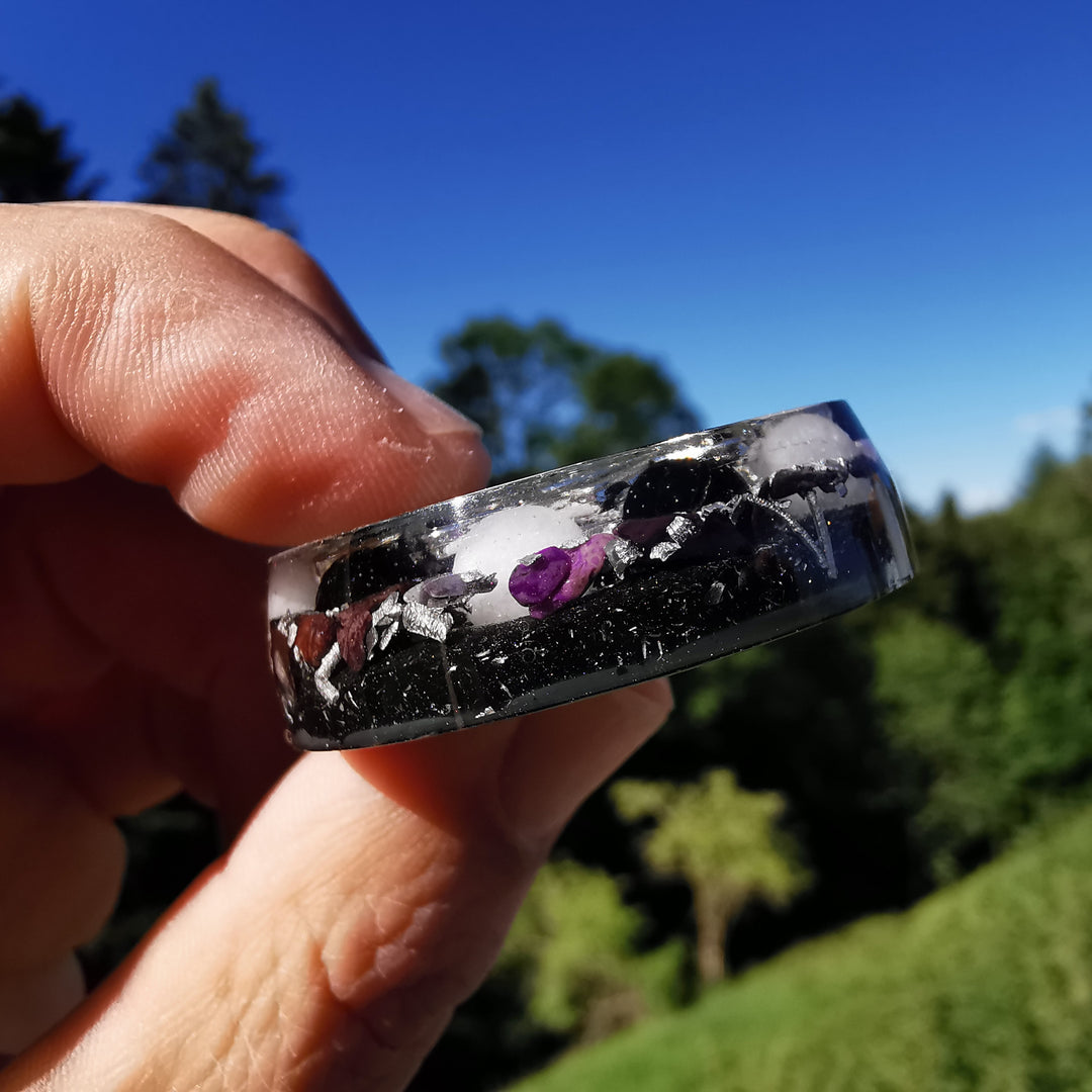 Orgone Mini Schild SPECIAL EMF PROTECTION mit E-Link Sugilith silber (noch solange Vorrat)