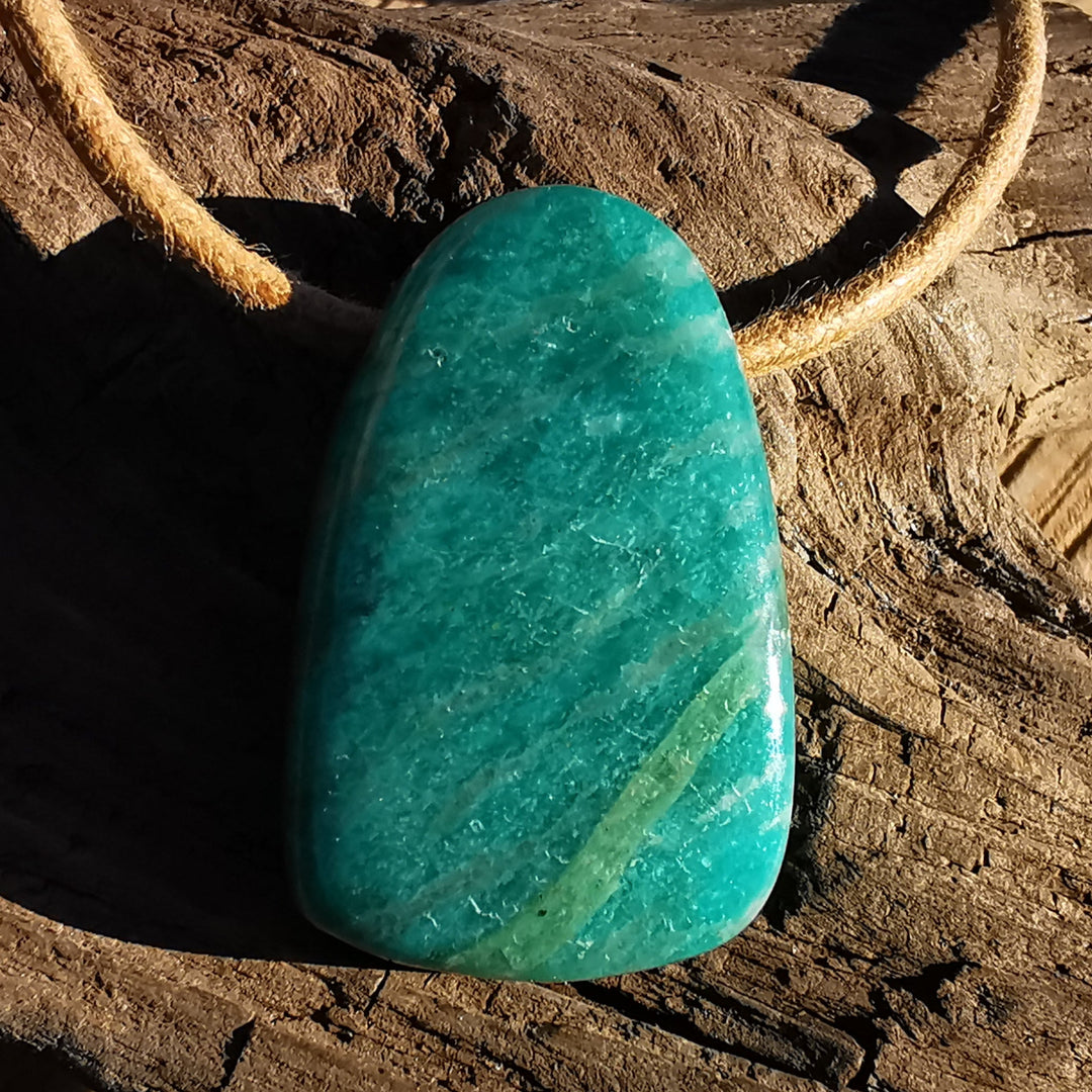 Amazonit (Innere Ruhe) Anhänger Trommelstein gebohrt Unikate  6 Stück zur Auswahl