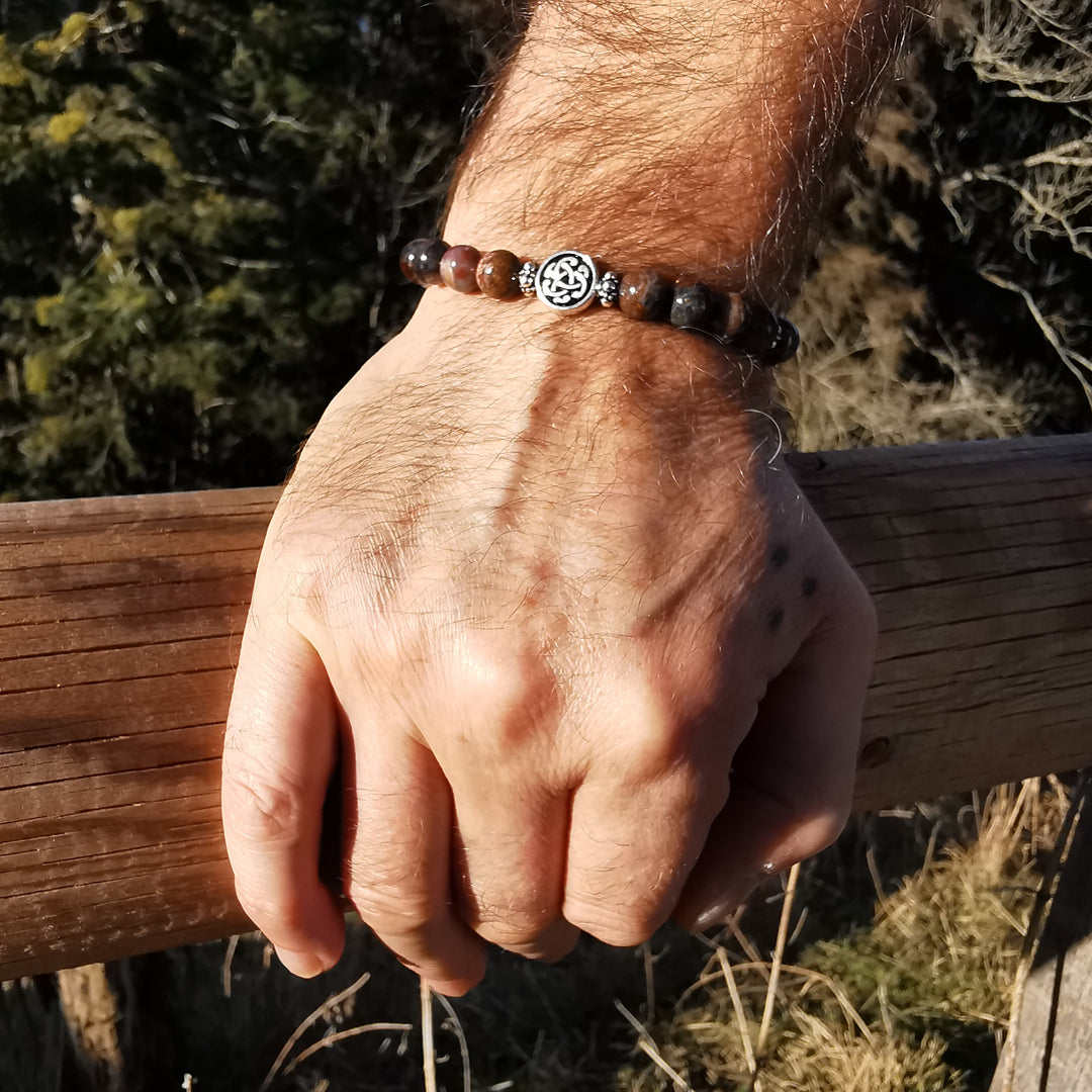 Edelstein Armband POTENTIALENTFALTUNG Pietersit S925 keltischer Knoten 8mm