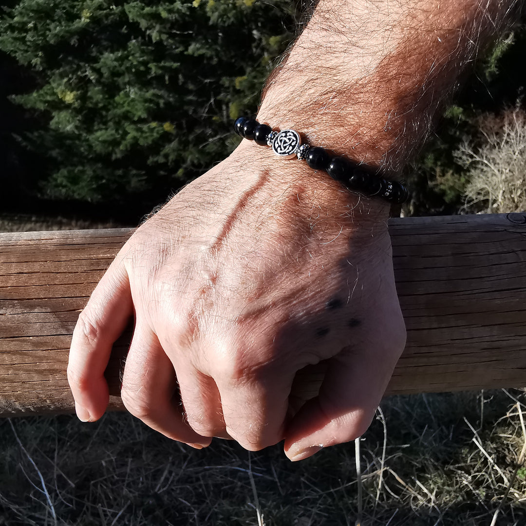 Edelstein Armband MUT mit FALKENAUGE S925 keltisch 8mm