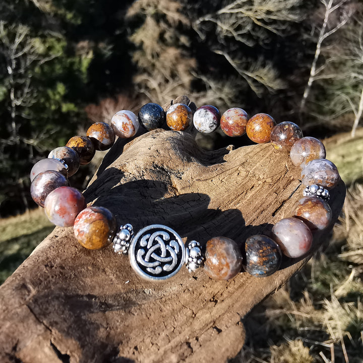 Edelstein Armband POTENTIALENTFALTUNG Pietersit S925 keltischer Knoten 8mm