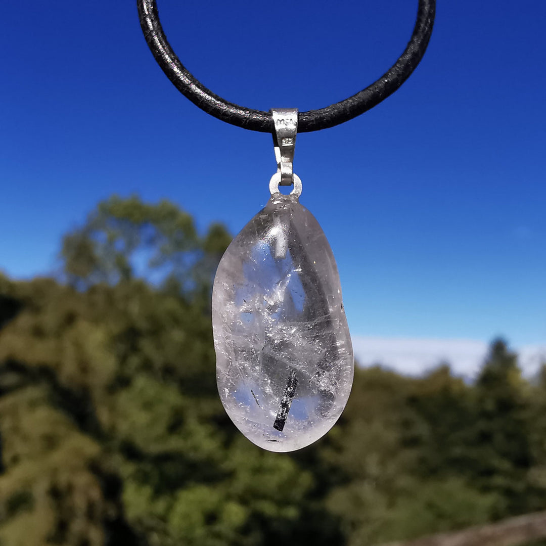 Schwarzer Turmalinquarz Anhänger an S925 Stiftöse (5)