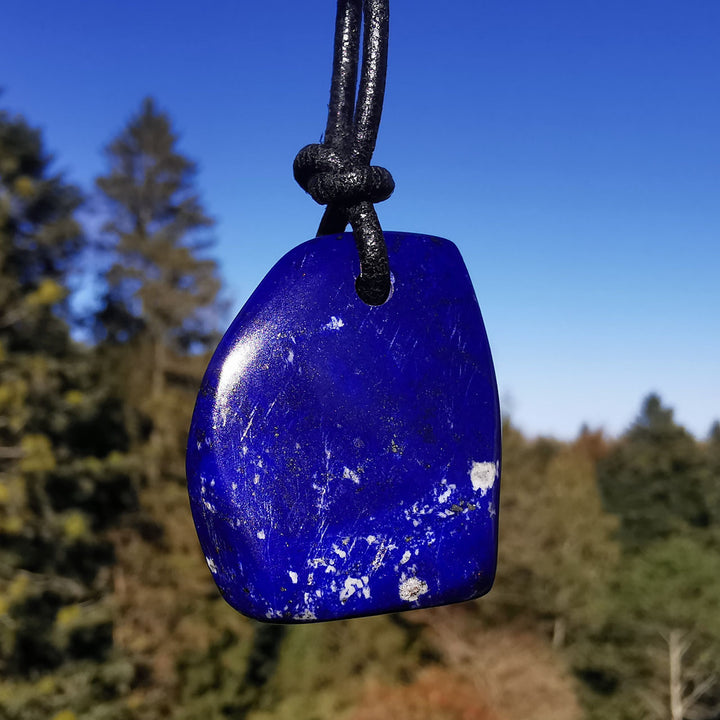 Lapislazuli grosser Anhänger gebohrt Unikat in Extraqualität