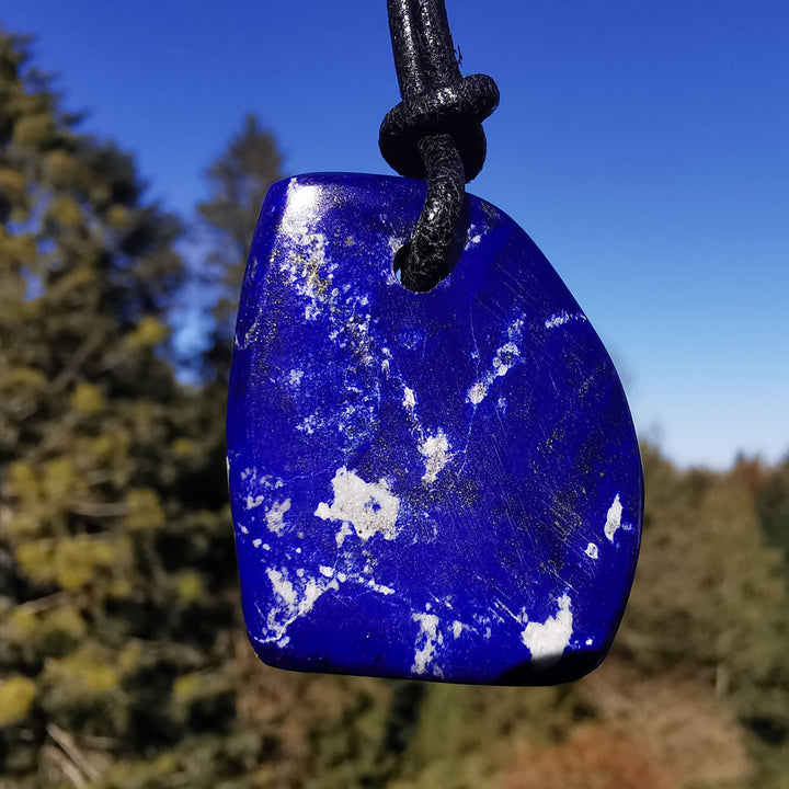 Lapislazuli grosser Anhänger gebohrt Unikat in Extraqualität